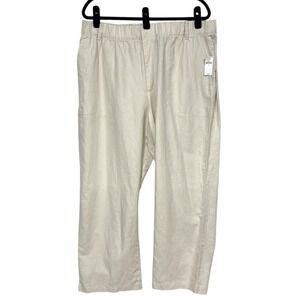 Gap Linen-Cotton Pants Womens Size XL, Off-White High Rise Wide Leg Ankle NEW